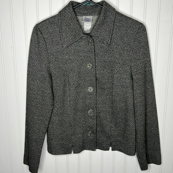 Gray and White button up Jacket Blazer Size Extra Small - Picture 1 of 7